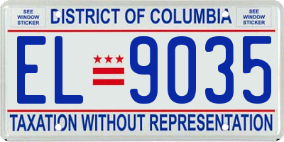 DC license plate EL9035
