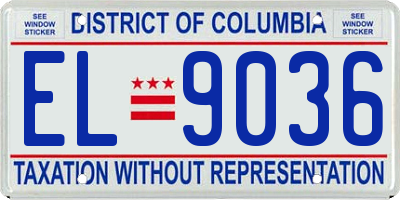 DC license plate EL9036