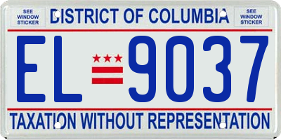 DC license plate EL9037