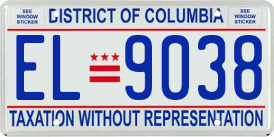 DC license plate EL9038