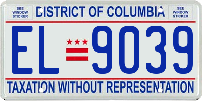 DC license plate EL9039