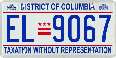 DC license plate EL9067