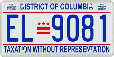 DC license plate EL9081