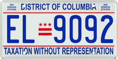 DC license plate EL9092