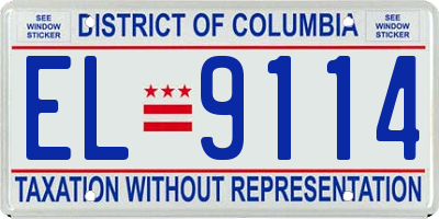DC license plate EL9114