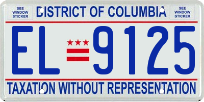 DC license plate EL9125