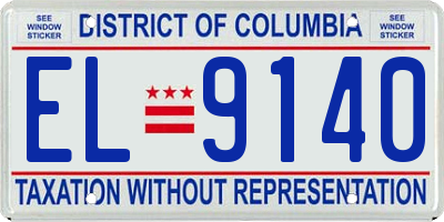 DC license plate EL9140
