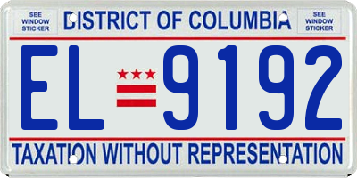 DC license plate EL9192