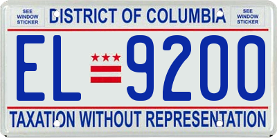 DC license plate EL9200