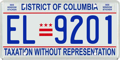 DC license plate EL9201