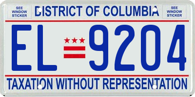 DC license plate EL9204