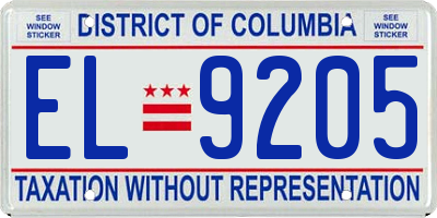 DC license plate EL9205