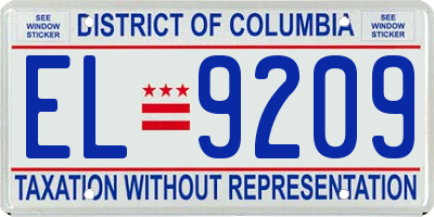 DC license plate EL9209
