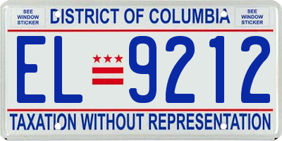 DC license plate EL9212