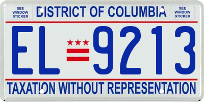 DC license plate EL9213