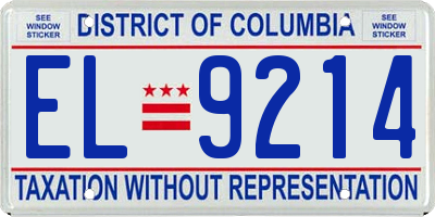 DC license plate EL9214