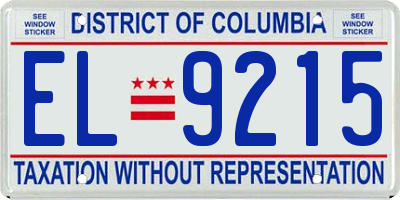 DC license plate EL9215