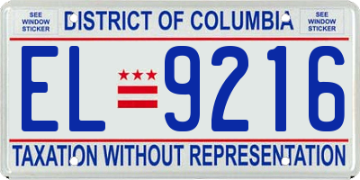 DC license plate EL9216