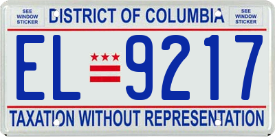DC license plate EL9217