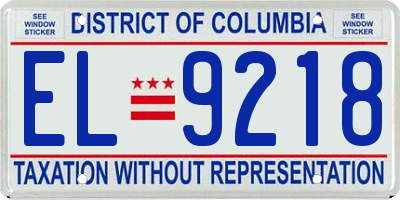 DC license plate EL9218