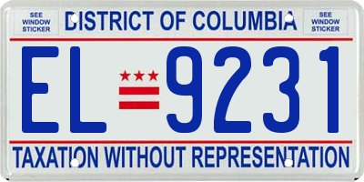 DC license plate EL9231