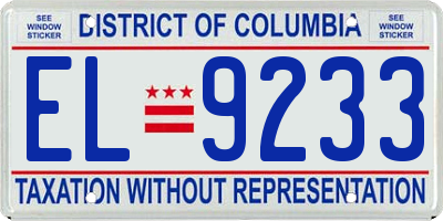 DC license plate EL9233