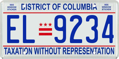 DC license plate EL9234