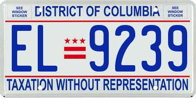 DC license plate EL9239