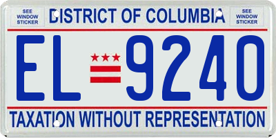 DC license plate EL9240