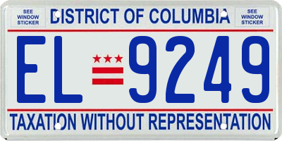 DC license plate EL9249