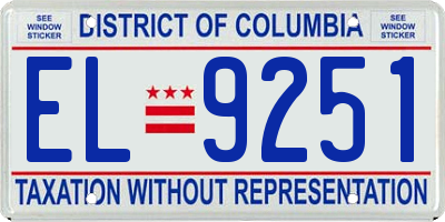 DC license plate EL9251