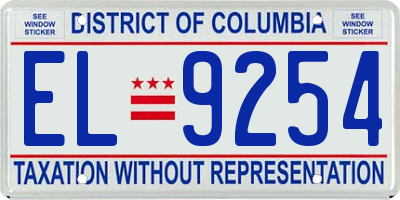 DC license plate EL9254