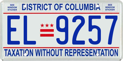 DC license plate EL9257