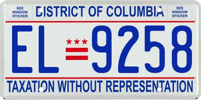 DC license plate EL9258