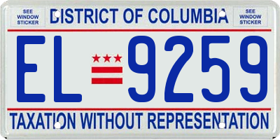 DC license plate EL9259