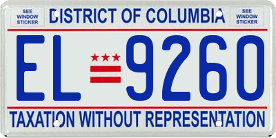 DC license plate EL9260