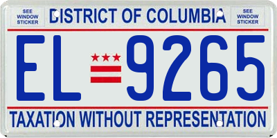 DC license plate EL9265