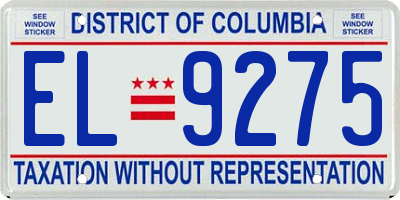 DC license plate EL9275