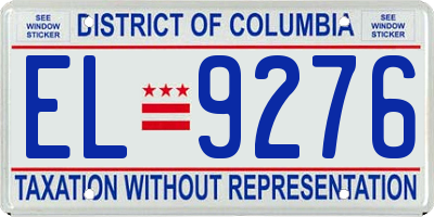 DC license plate EL9276