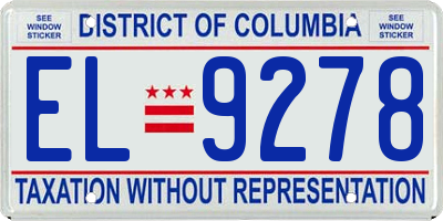 DC license plate EL9278