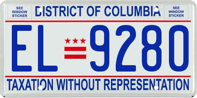 DC license plate EL9280