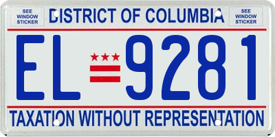 DC license plate EL9281