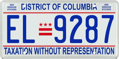 DC license plate EL9287