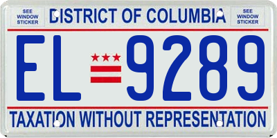 DC license plate EL9289