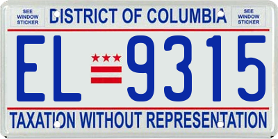 DC license plate EL9315