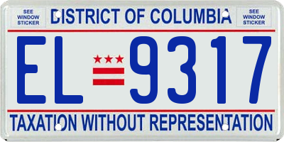 DC license plate EL9317