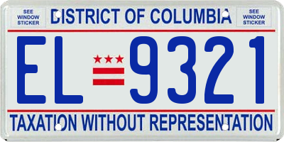 DC license plate EL9321
