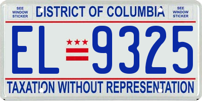 DC license plate EL9325