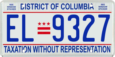 DC license plate EL9327