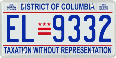 DC license plate EL9332